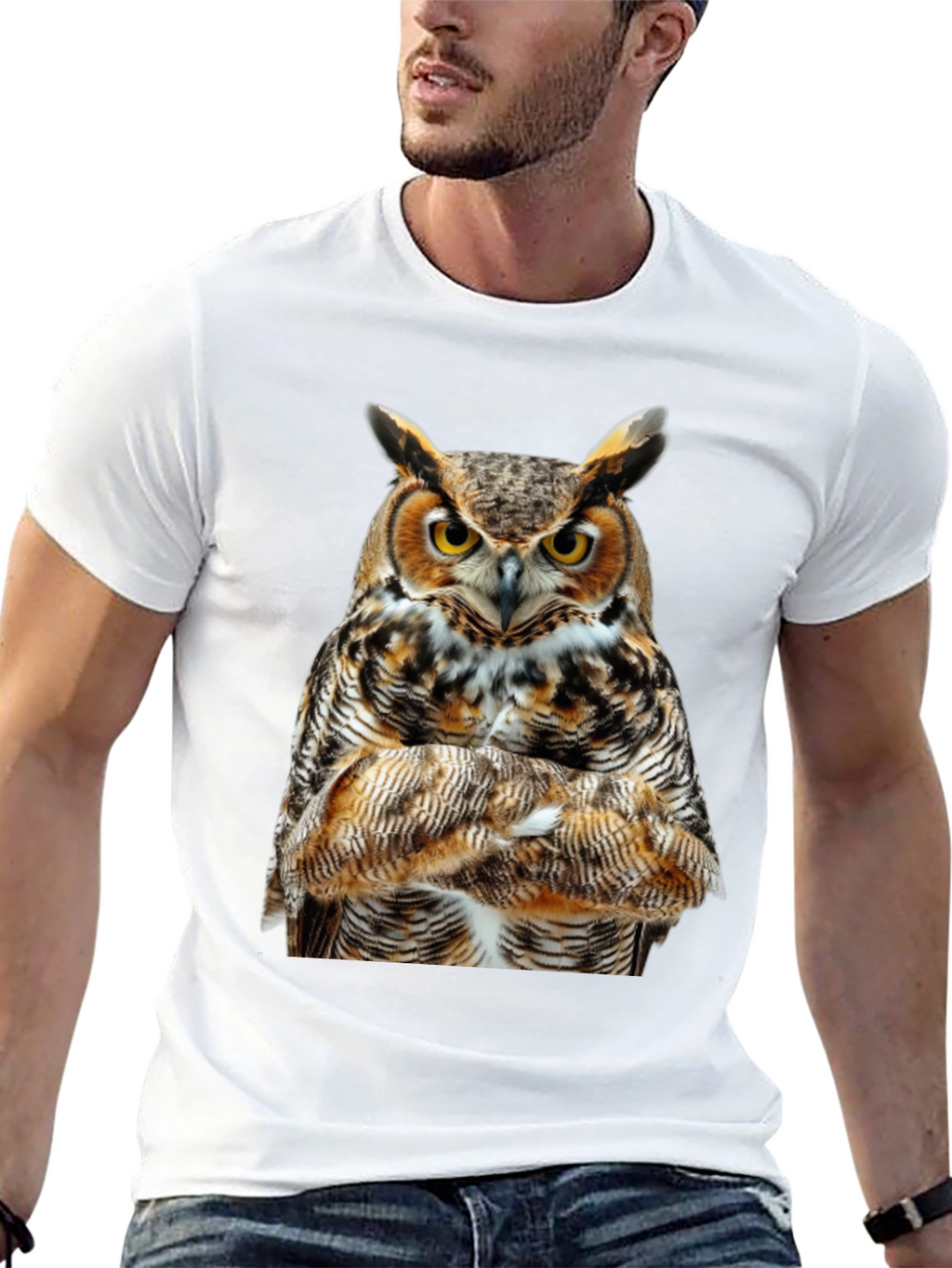 Owl Print Black T-Shirt