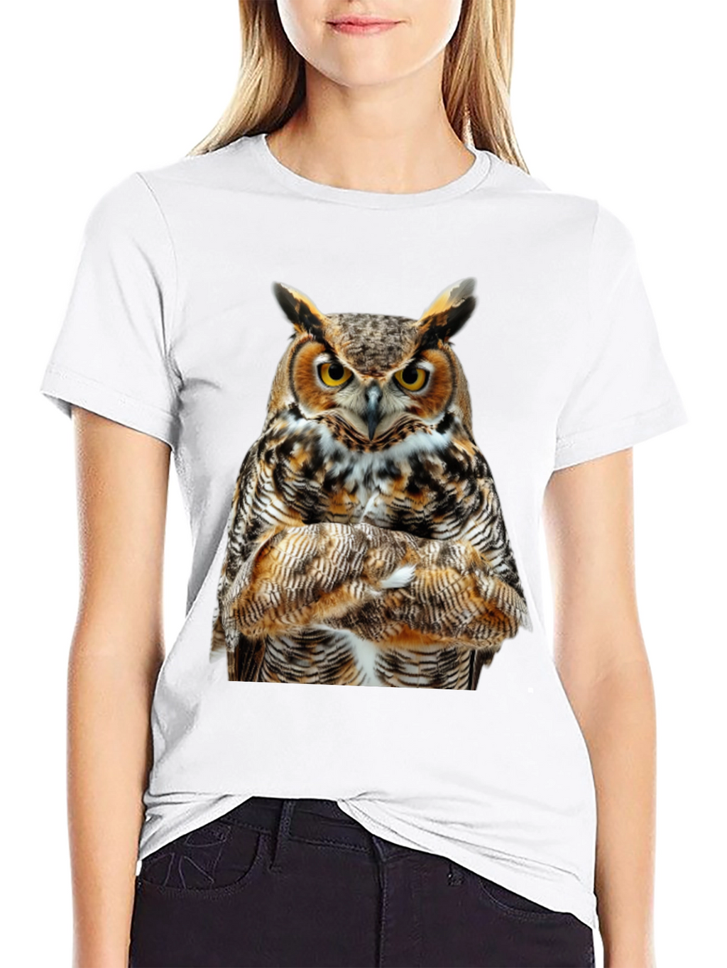 Owl Print Black T-Shirt
