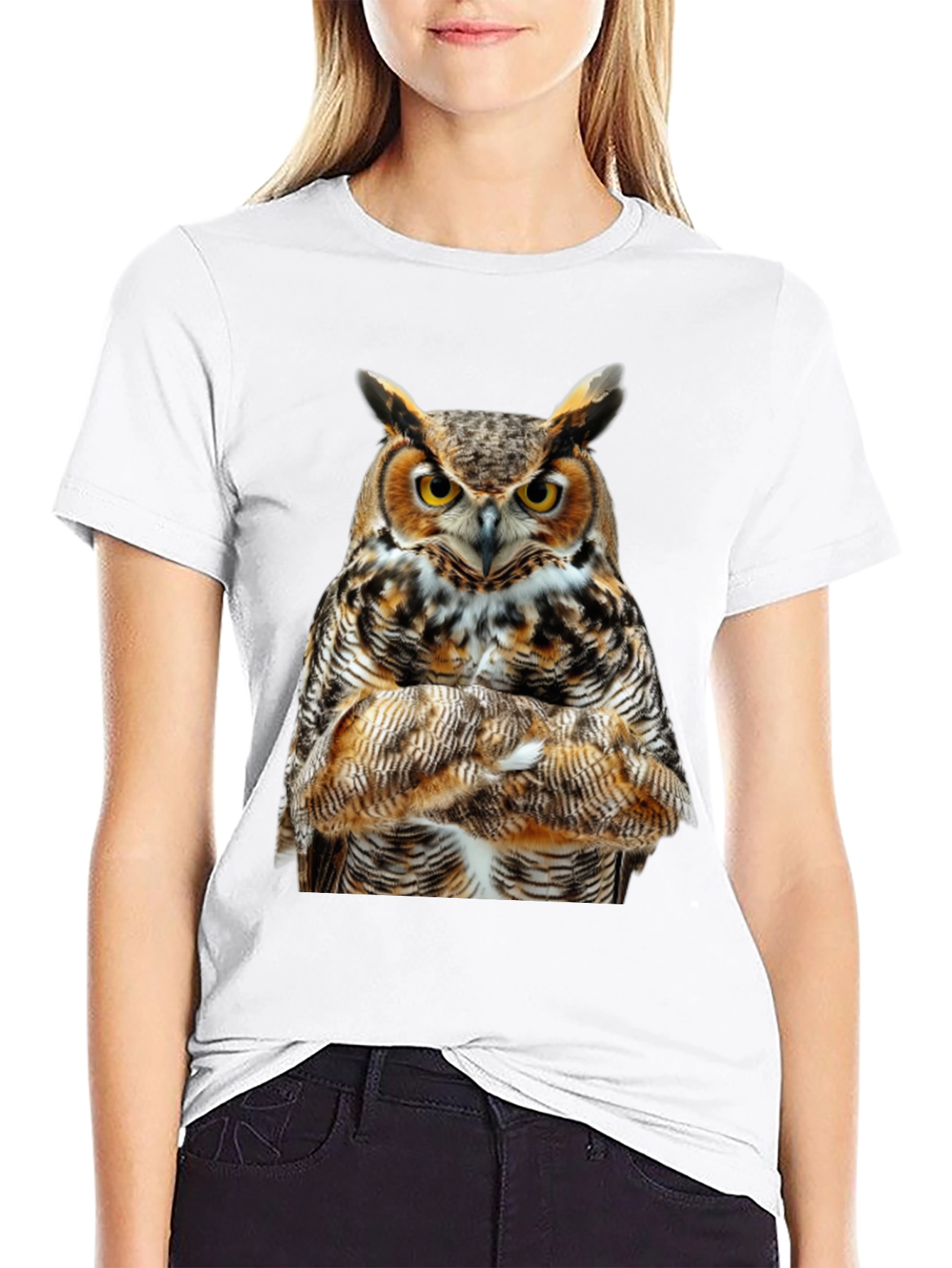 Owl Print Black T-Shirt