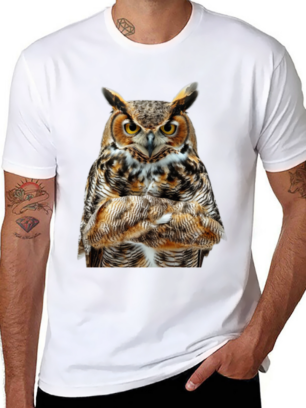 Owl Print Black T-Shirt