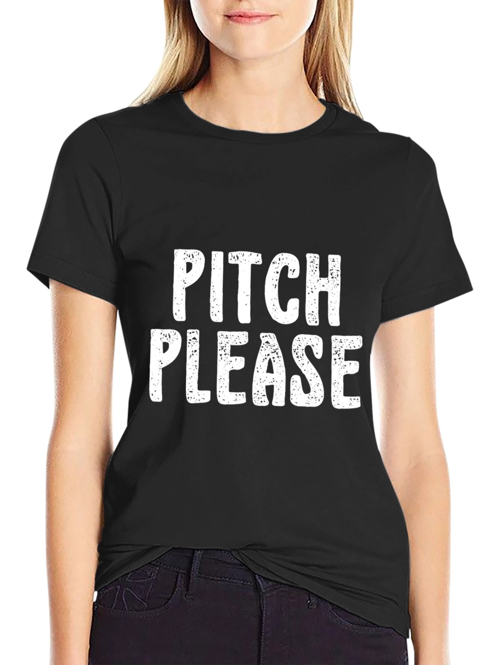Pitch Please Funny Slogan Black T-Shirt