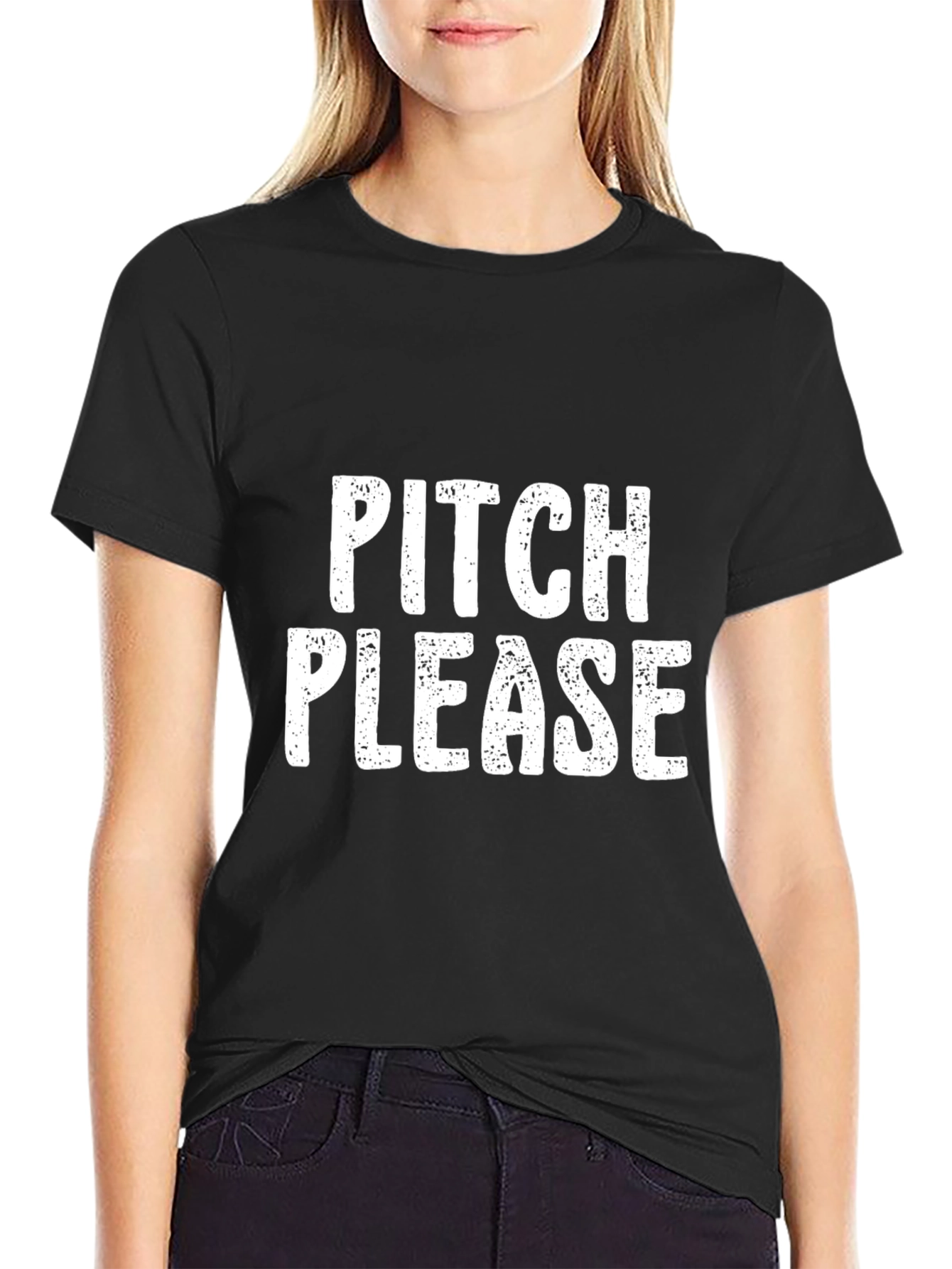 Pitch Please Funny Slogan Black T-Shirt