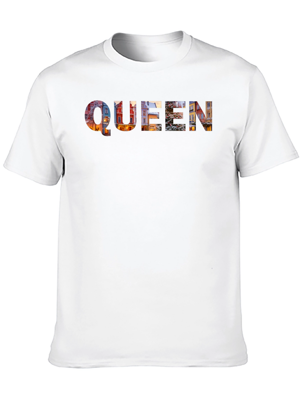 Queen Cityscape Print Black T-Shirt