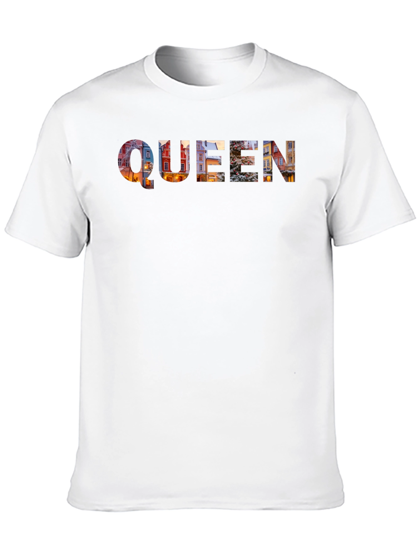 Queen Cityscape Print Black T-Shirt