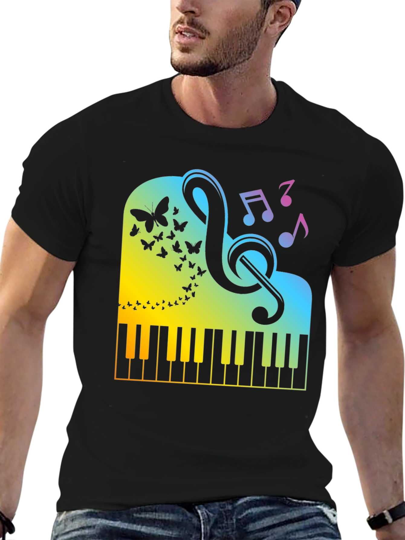Piano Music Graphic Tee - Black