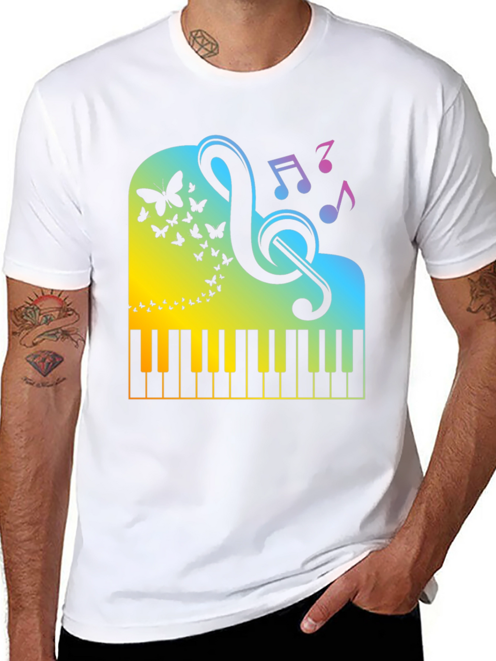Piano Music Graphic Tee - Black
