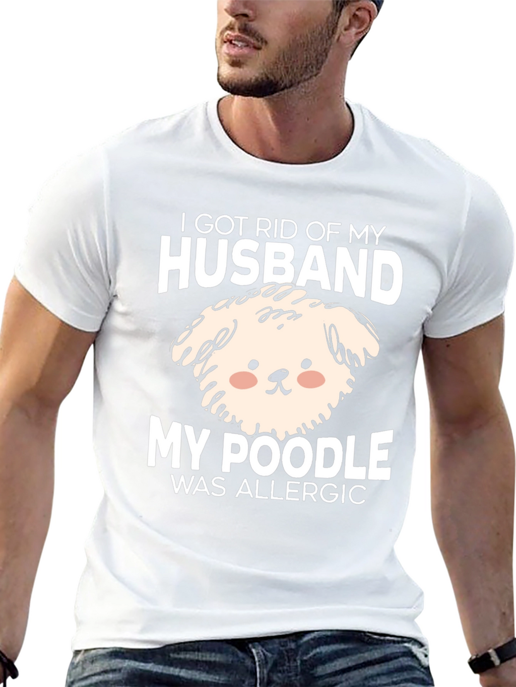 Husband Poodle Allergy Novelty Graphic Tee