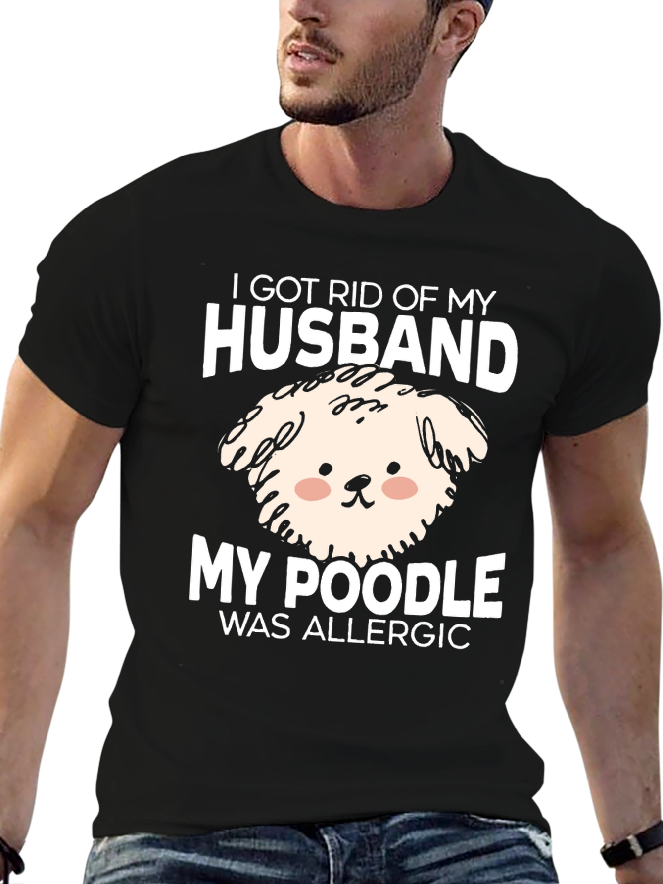 Husband Poodle Allergy Novelty Graphic Tee