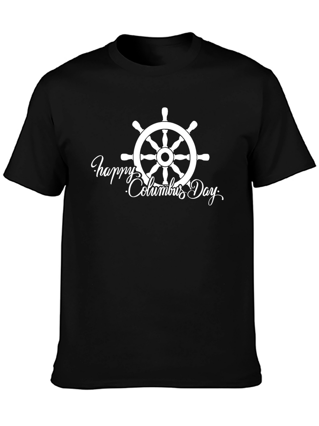 Columbus Day Ship Wheel Graphic Tee - Black