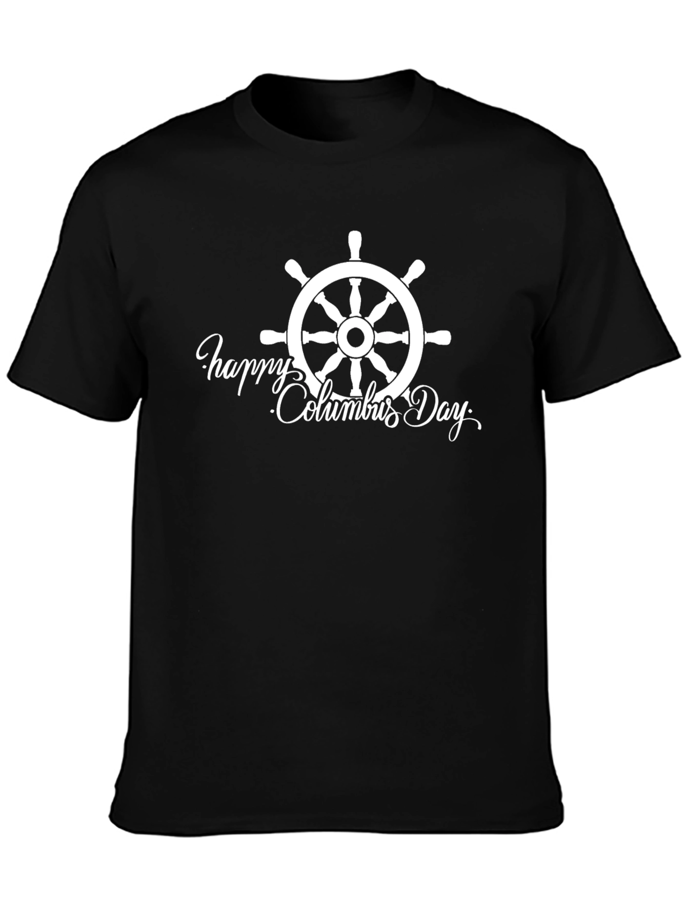 Columbus Day Ship Wheel Graphic Tee - Black