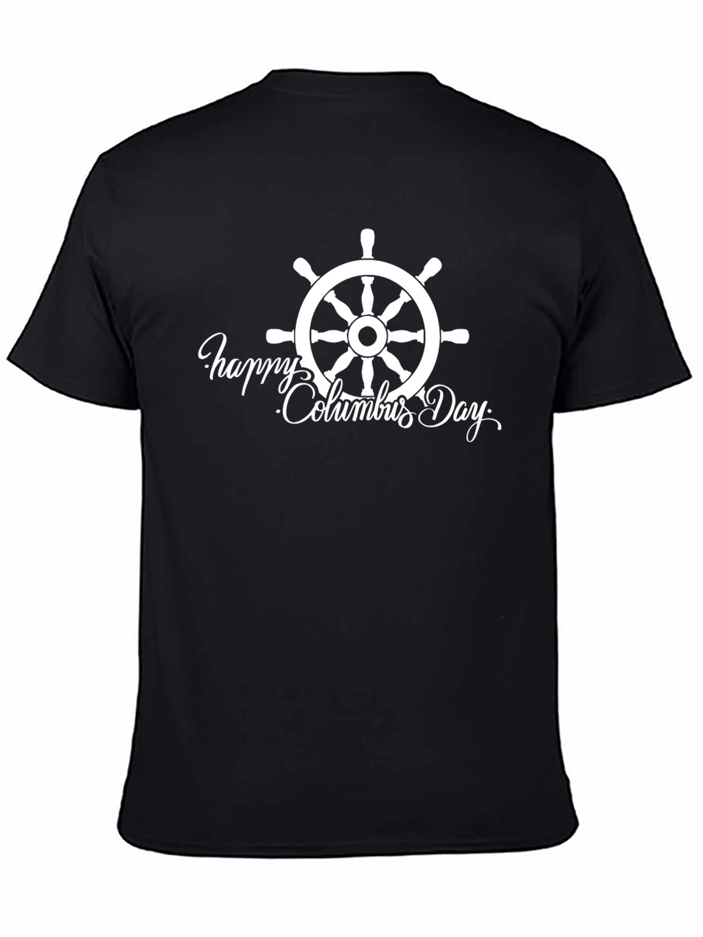 Columbus Day Ship Wheel Graphic Tee - Black