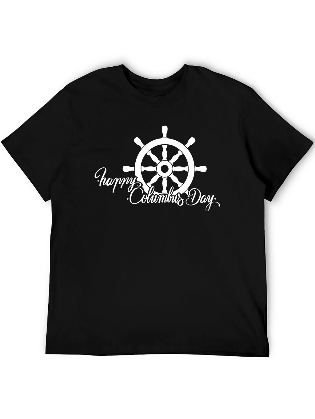 Columbus Day Ship Wheel Graphic Tee - Black