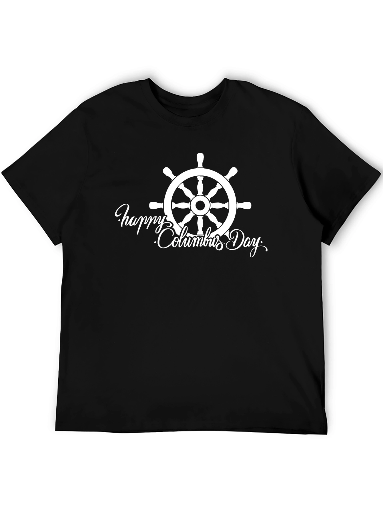 Columbus Day Ship Wheel Graphic Tee - Black