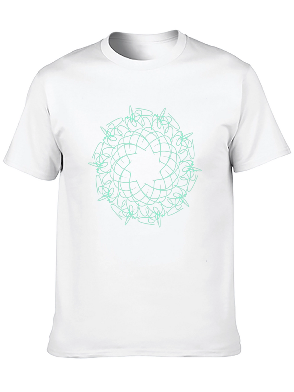 Black T-Shirt with Teal Geometric Mandala Design