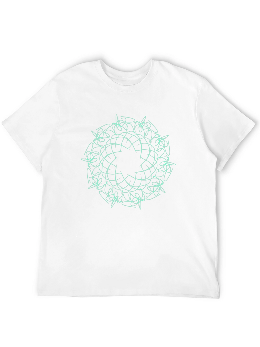 Black T-Shirt with Teal Geometric Mandala Design