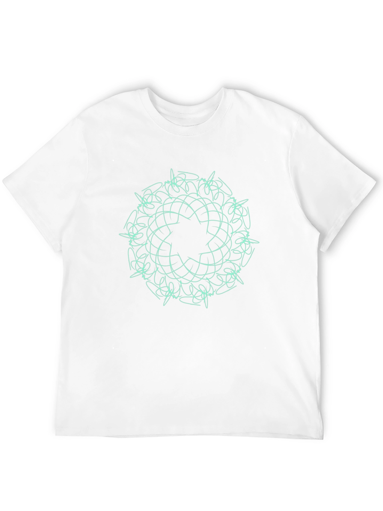 Black T-Shirt with Teal Geometric Mandala Design