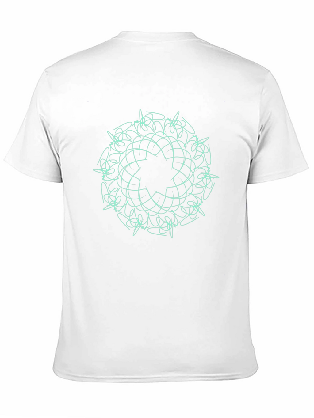 Black T-Shirt with Teal Geometric Mandala Design