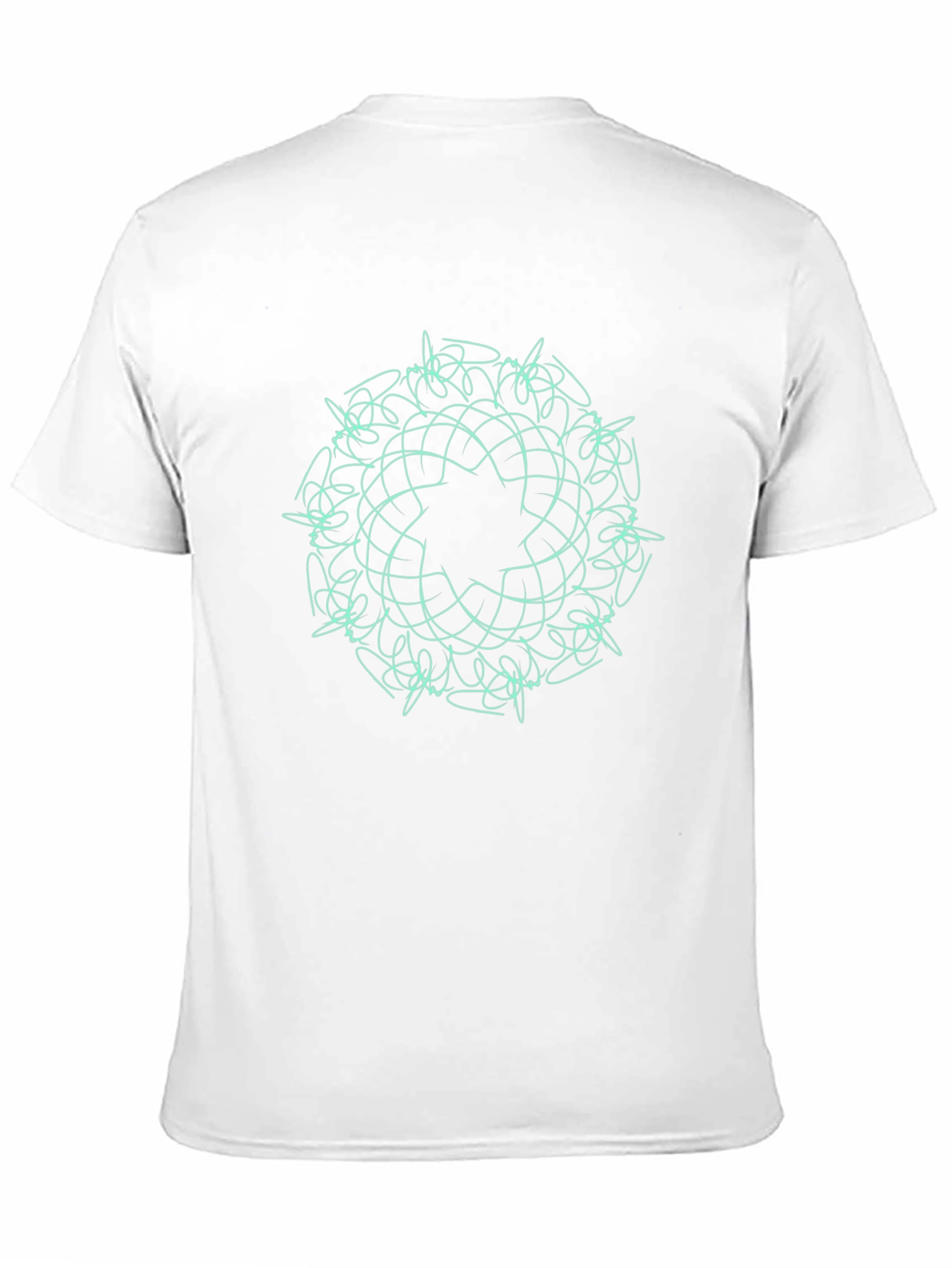 Black T-Shirt with Teal Geometric Mandala Design