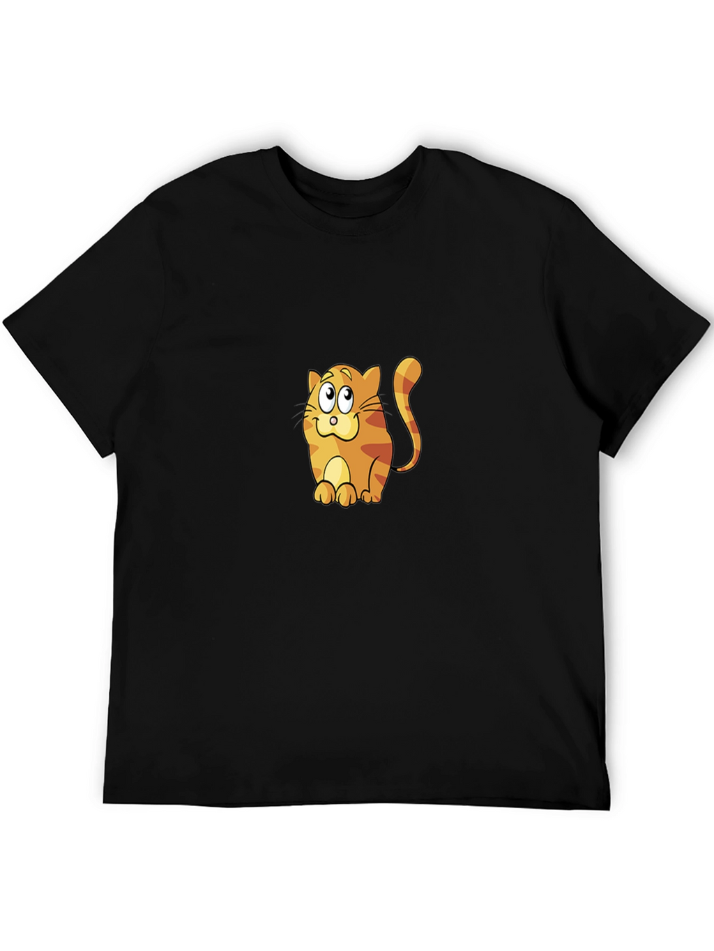 Cute Cartoon Cat Graphic Tee - Unisex Black T-Shirt