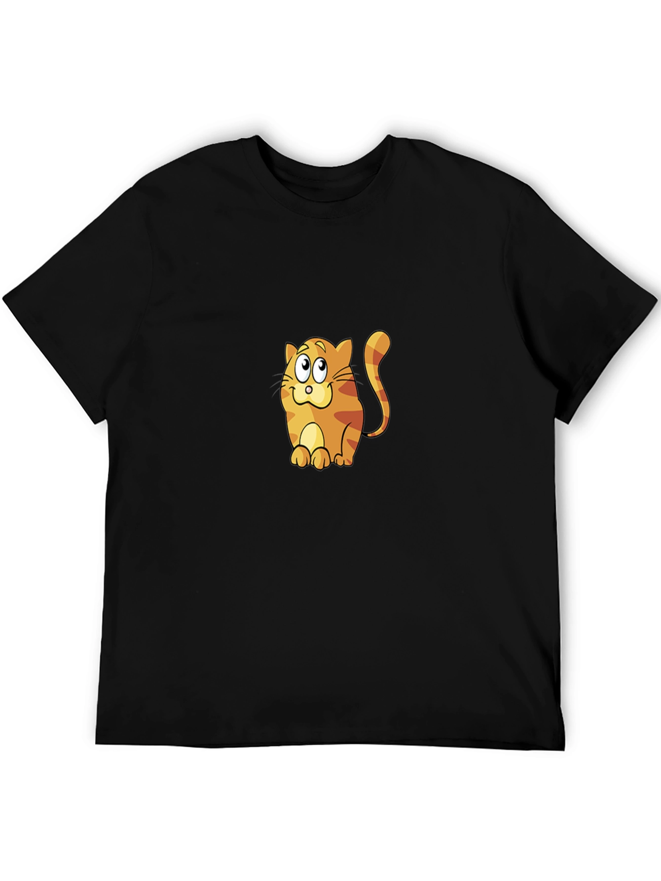 Cute Cartoon Cat Graphic Tee - Unisex Black T-Shirt