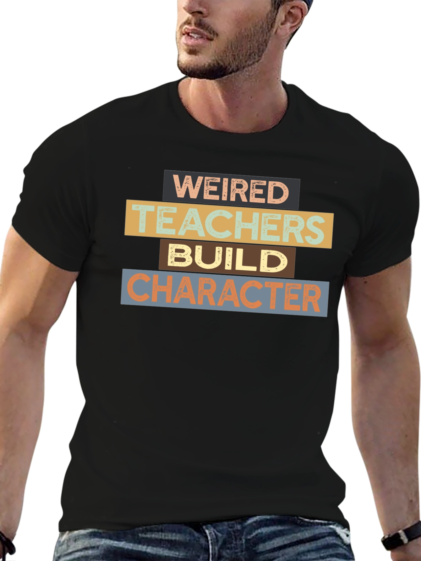 Weired Teachers Build Character Black T-Shirt