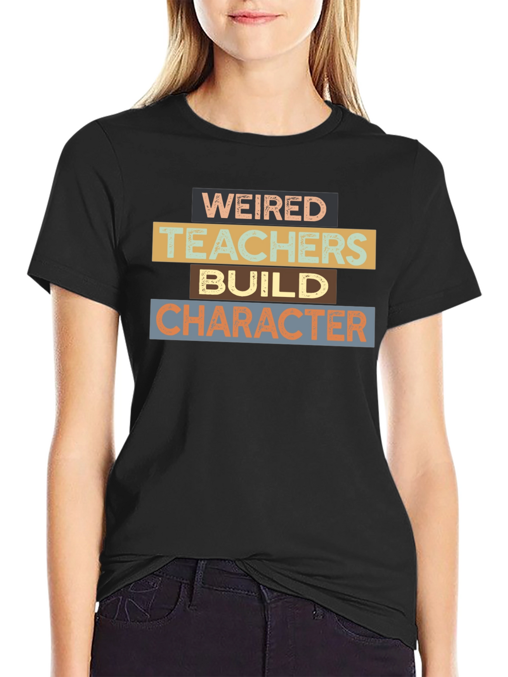 Weired Teachers Build Character Black T-Shirt