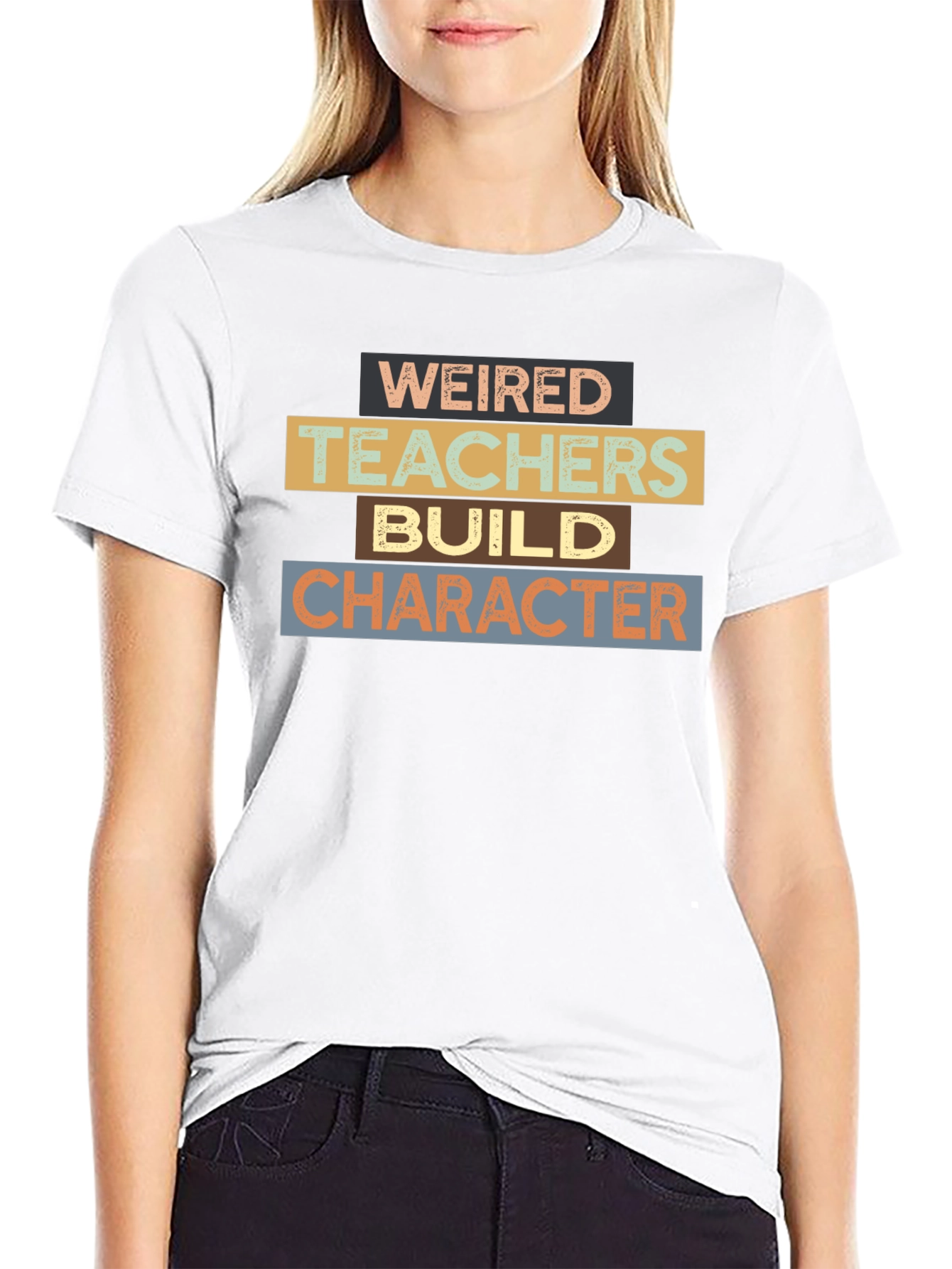 Weired Teachers Build Character Black T-Shirt