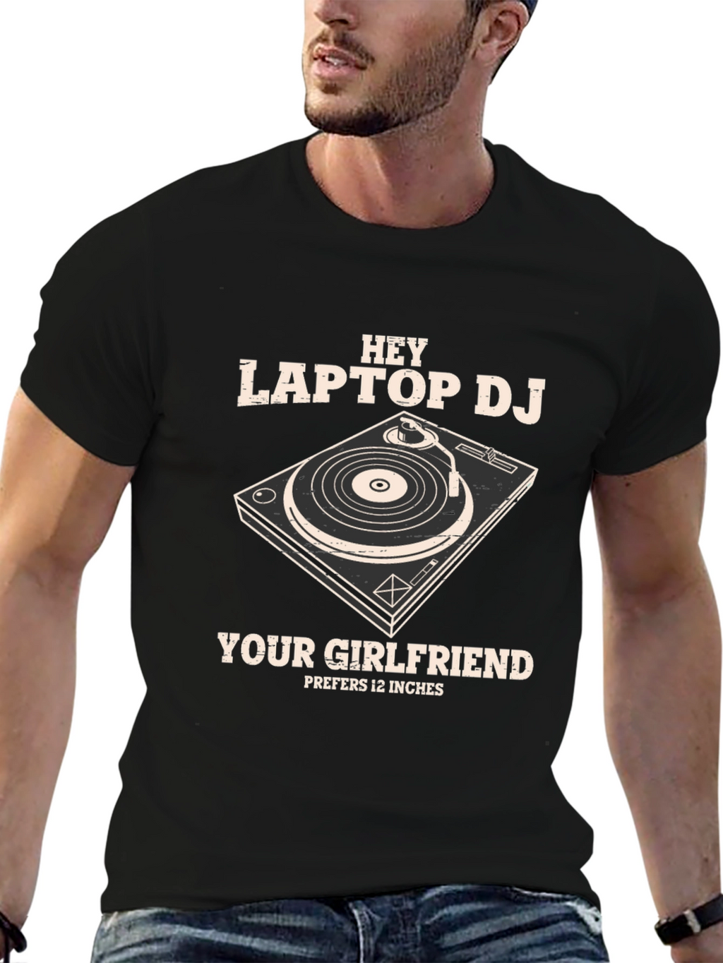 Hey Laptop DJ Graphic T-Shirt