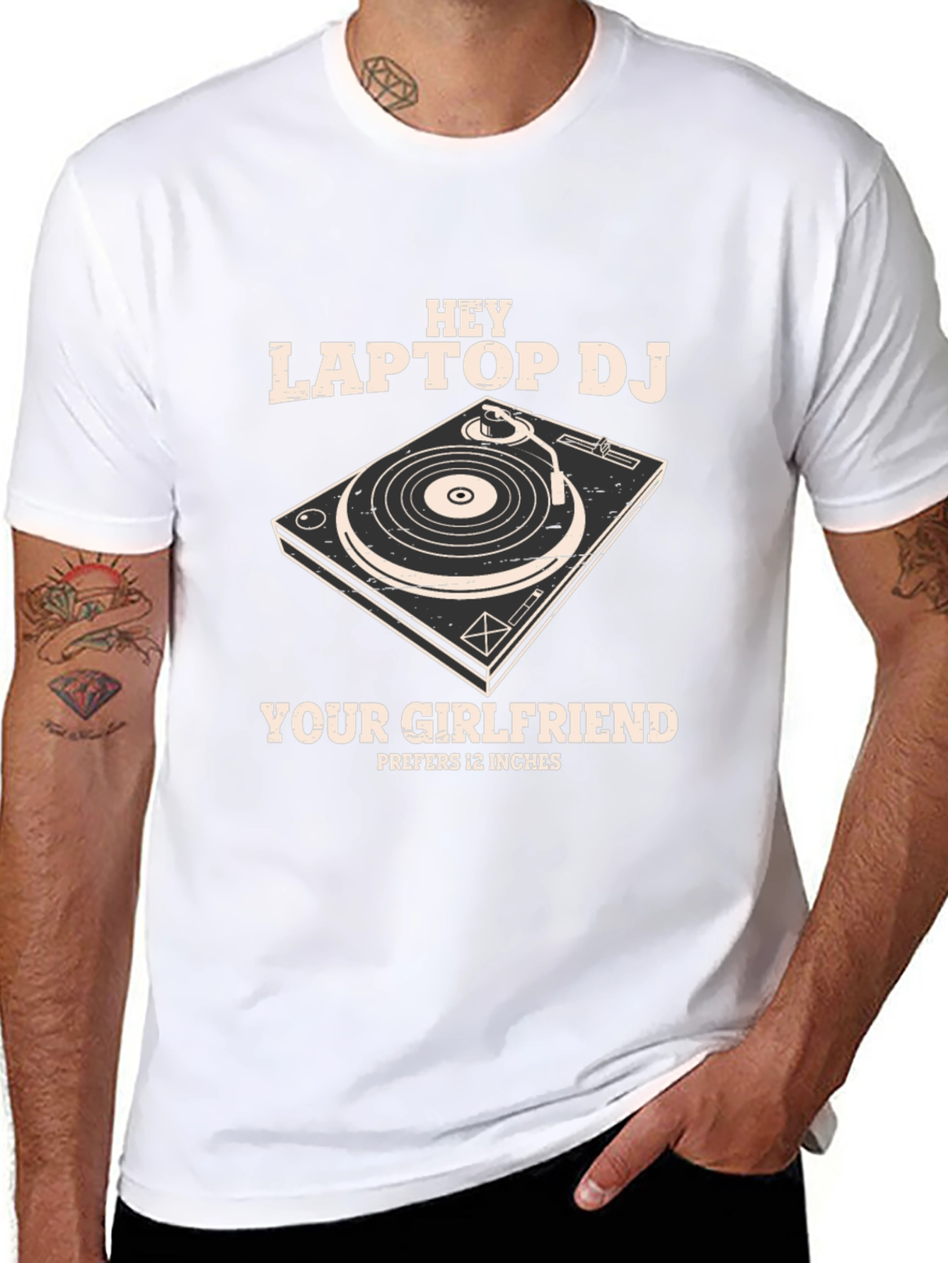 Hey Laptop DJ Graphic T-Shirt