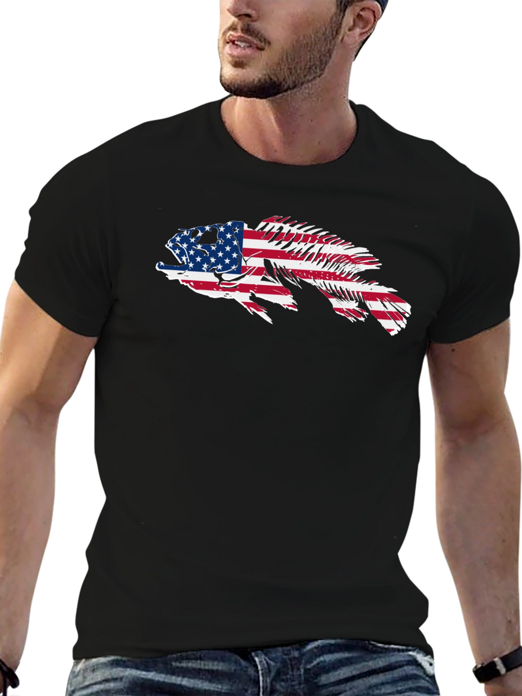 American Flag Fish Graphic Tee