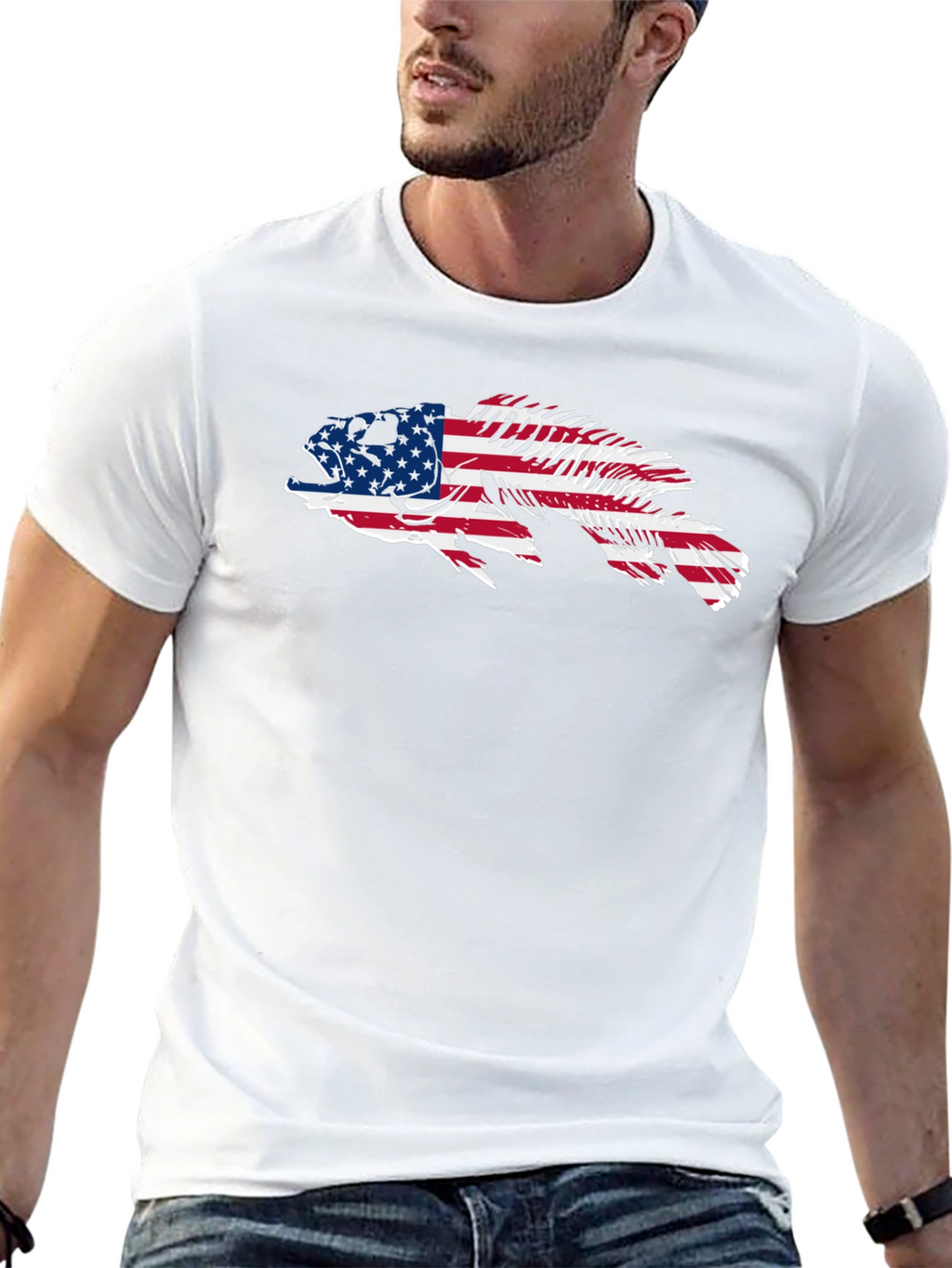 American Flag Fish Graphic Tee