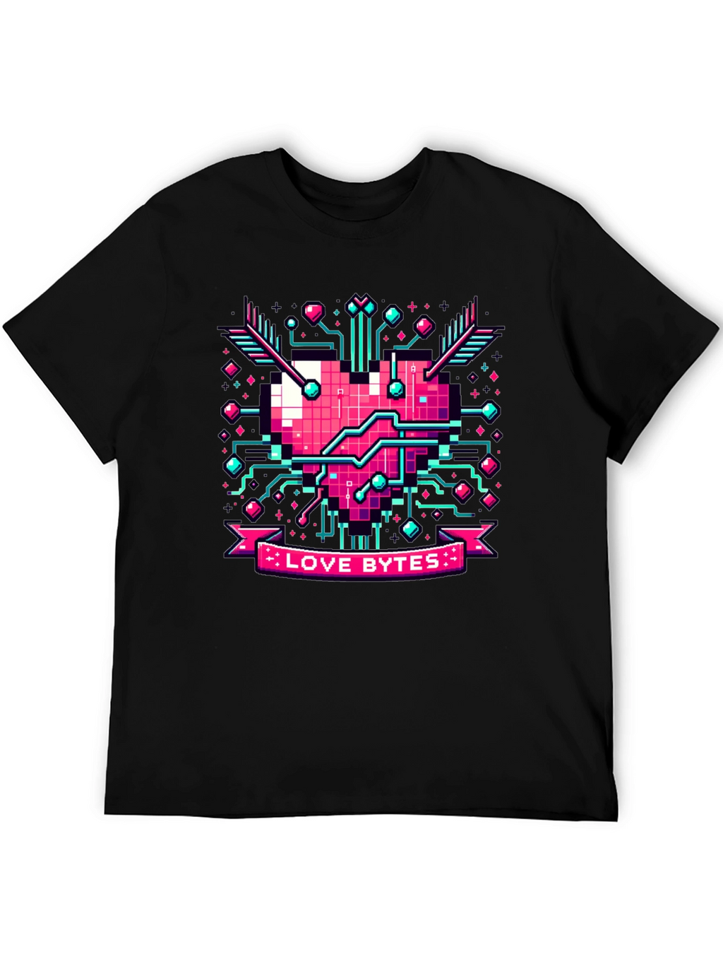 Love Bytes Pixel Heart Graphic Tee