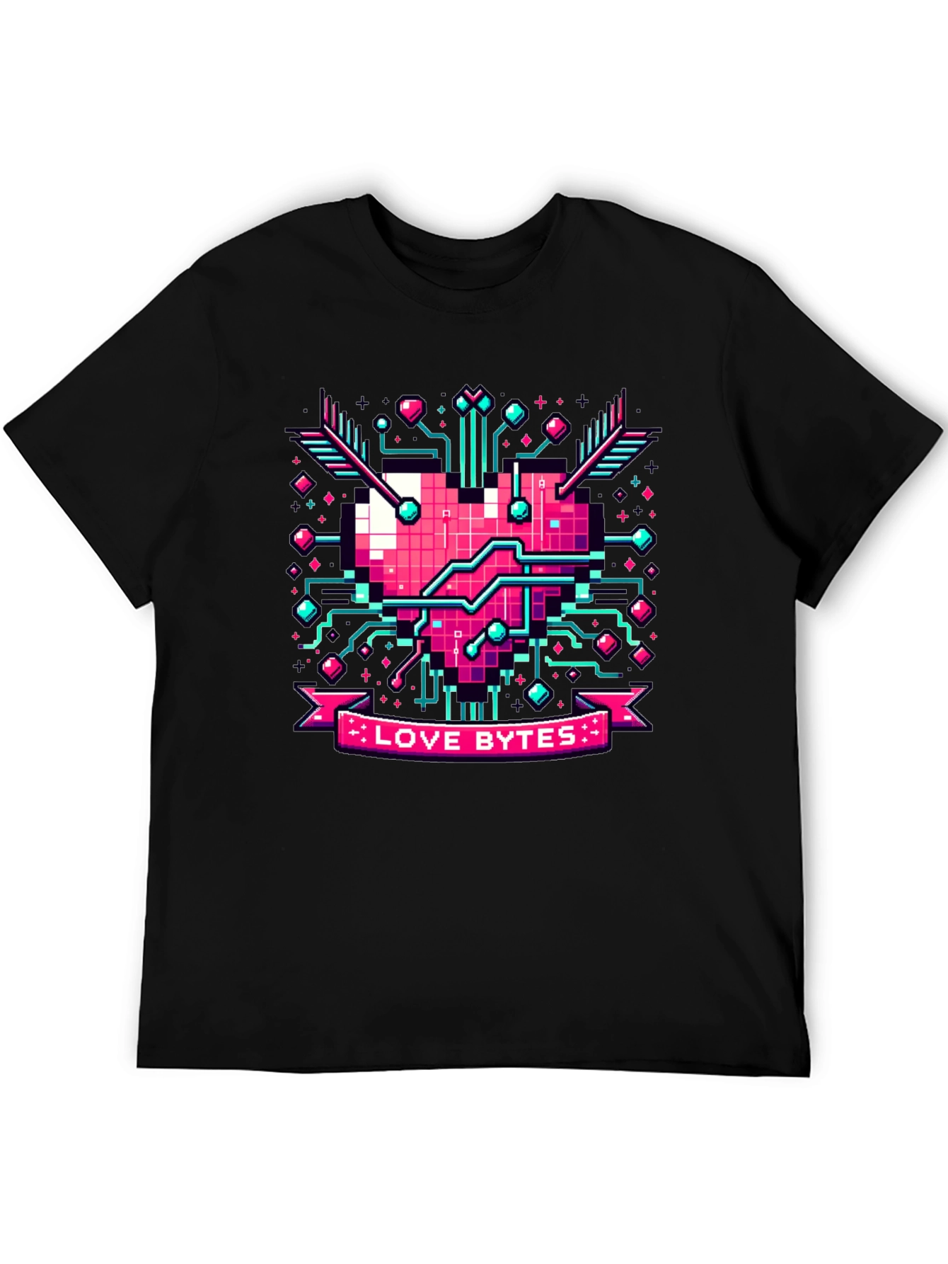 Love Bytes Pixel Heart Graphic Tee
