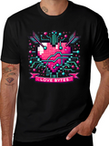 Love Bytes Pixel Heart Graphic Tee