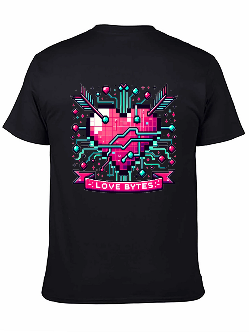 Love Bytes Pixel Heart Graphic Tee