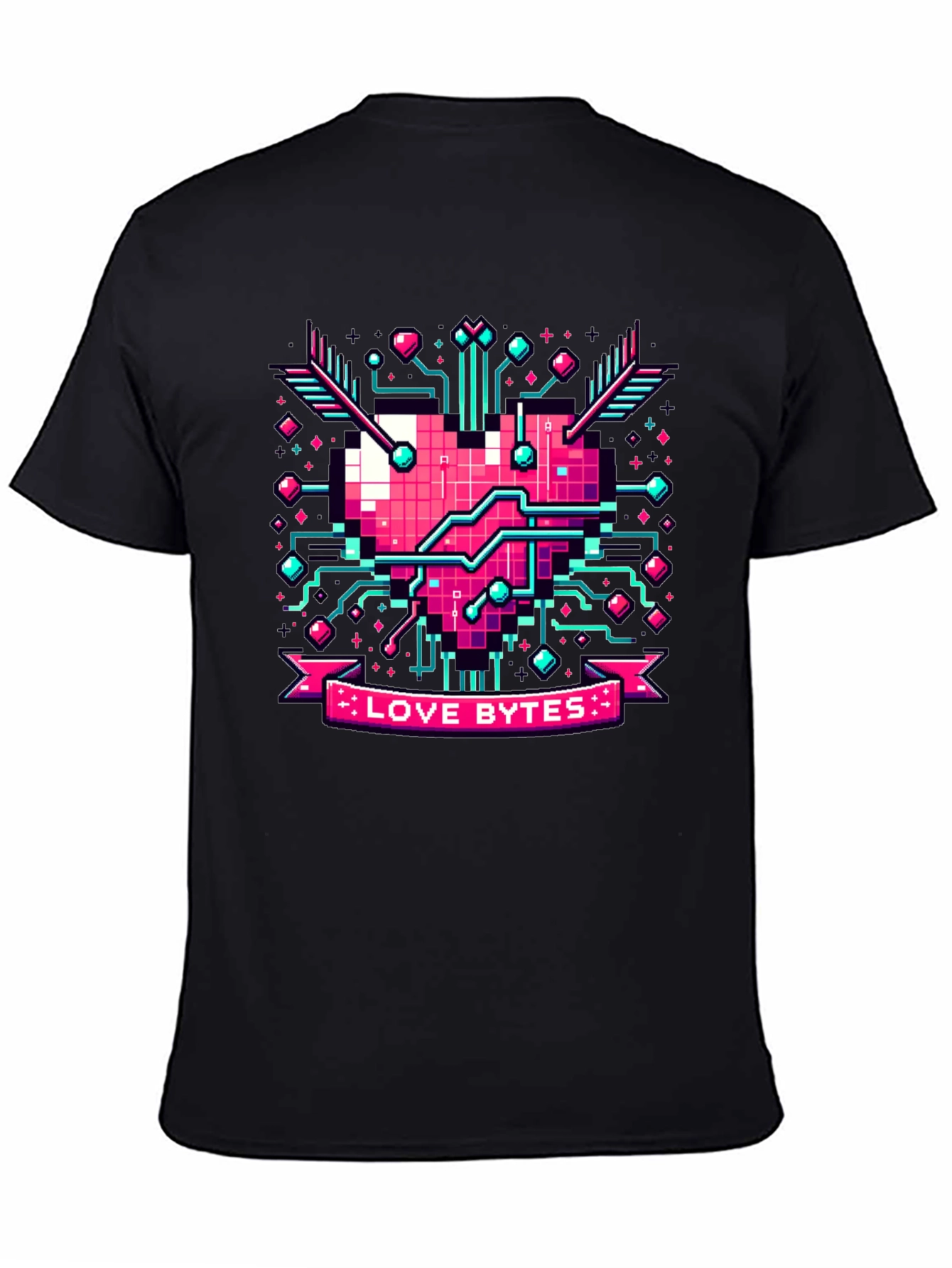 Love Bytes Pixel Heart Graphic Tee