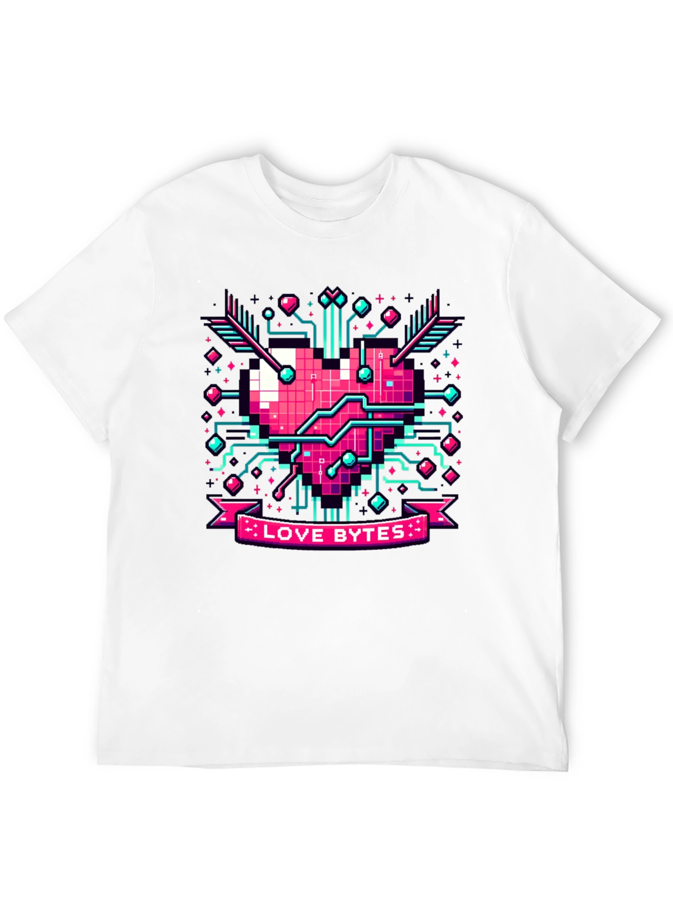 Love Bytes Pixel Heart Graphic Tee