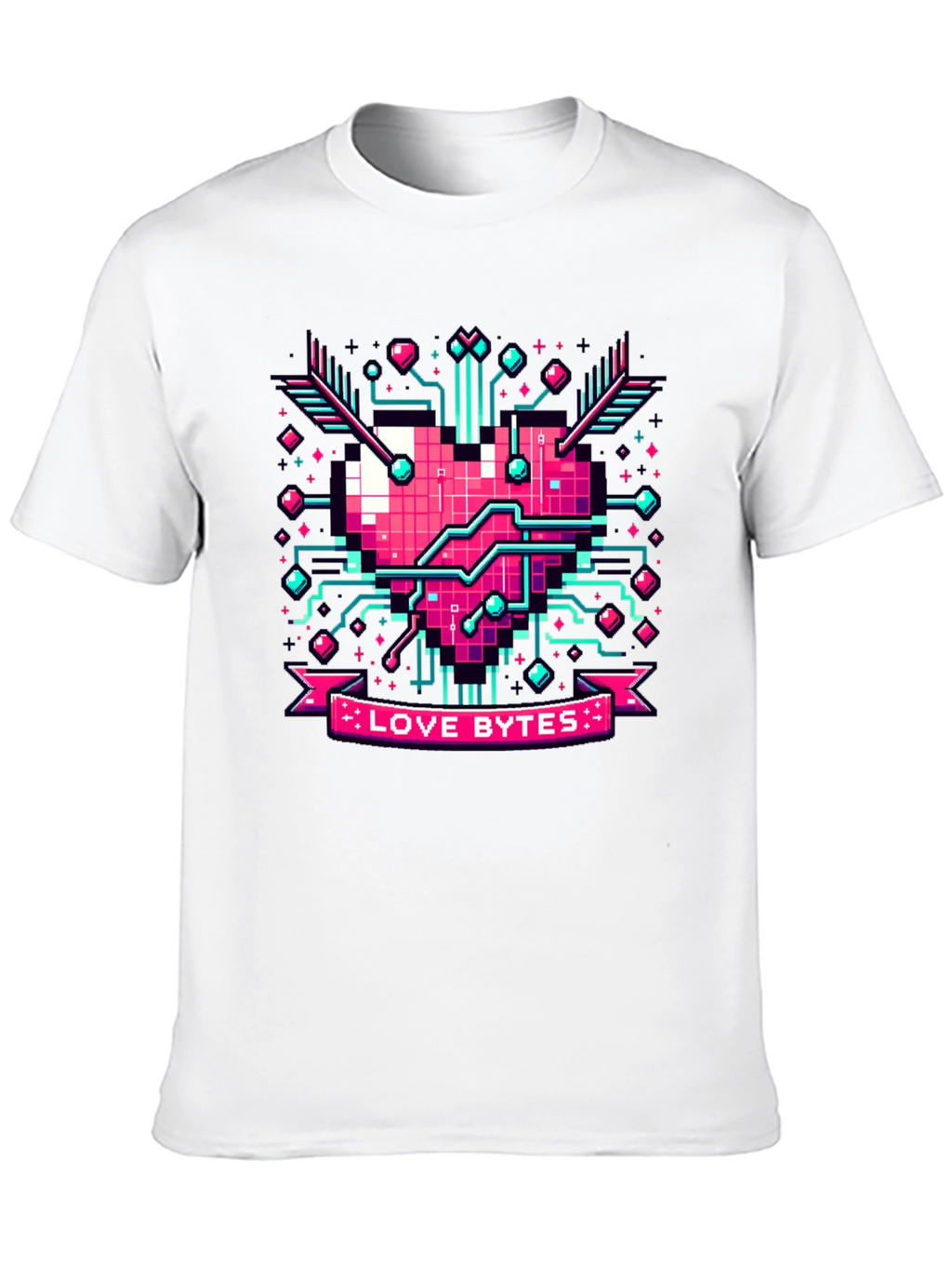 Love Bytes Pixel Heart Graphic Tee