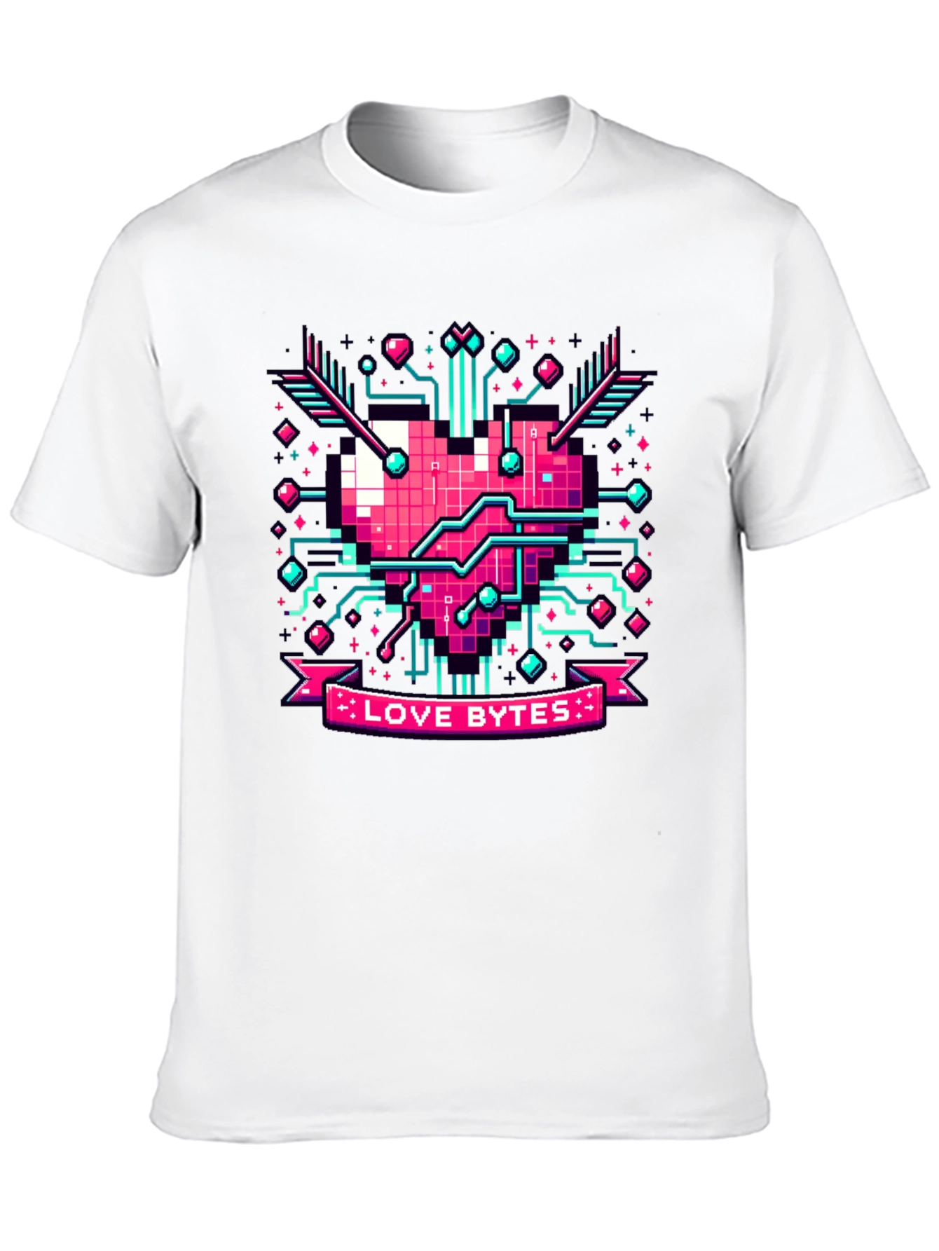 Love Bytes Pixel Heart Graphic Tee