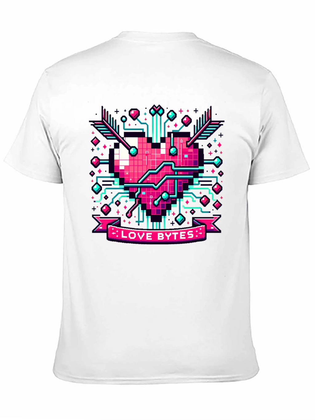 Love Bytes Pixel Heart Graphic Tee