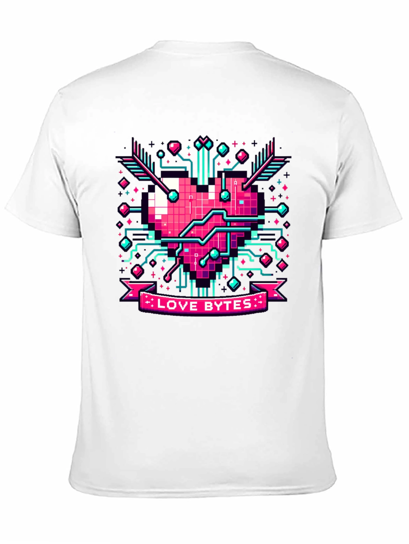 Love Bytes Pixel Heart Graphic Tee