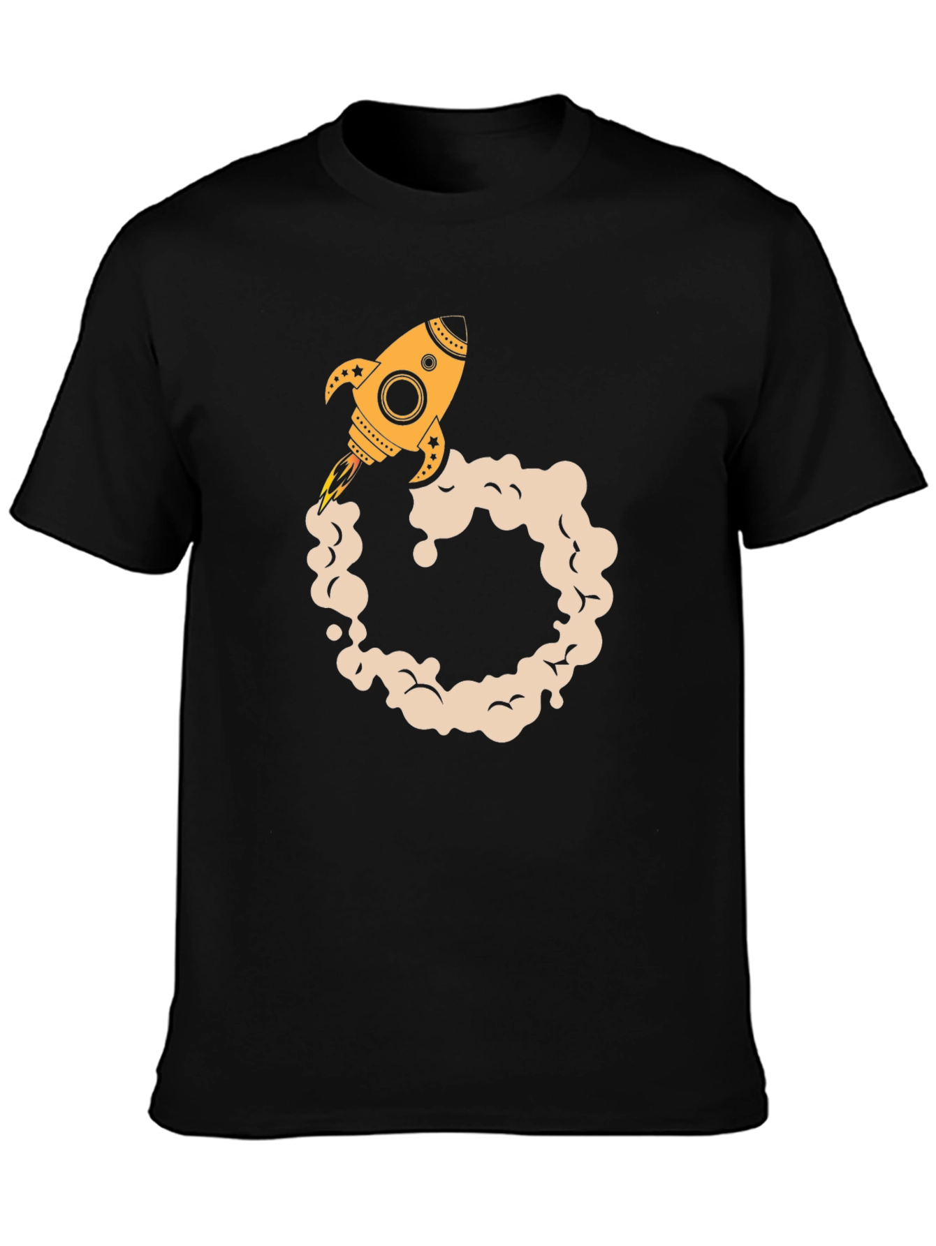 Rocket Launch Graphic Tee - Black Cotton Blend T-Shirt