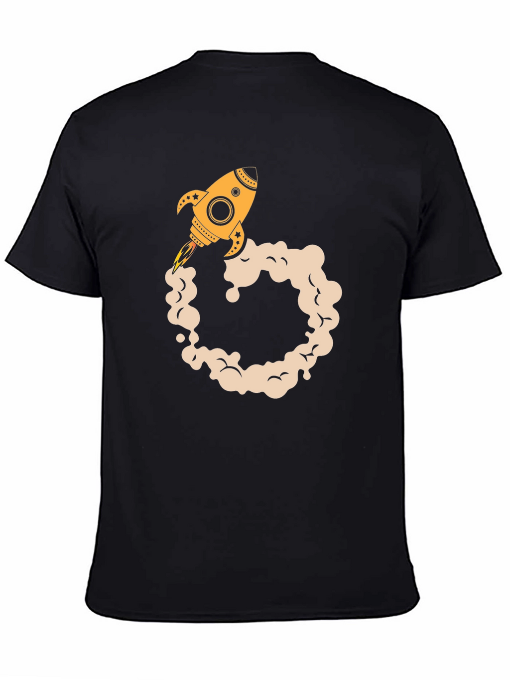Rocket Launch Graphic Tee - Black Cotton Blend T-Shirt