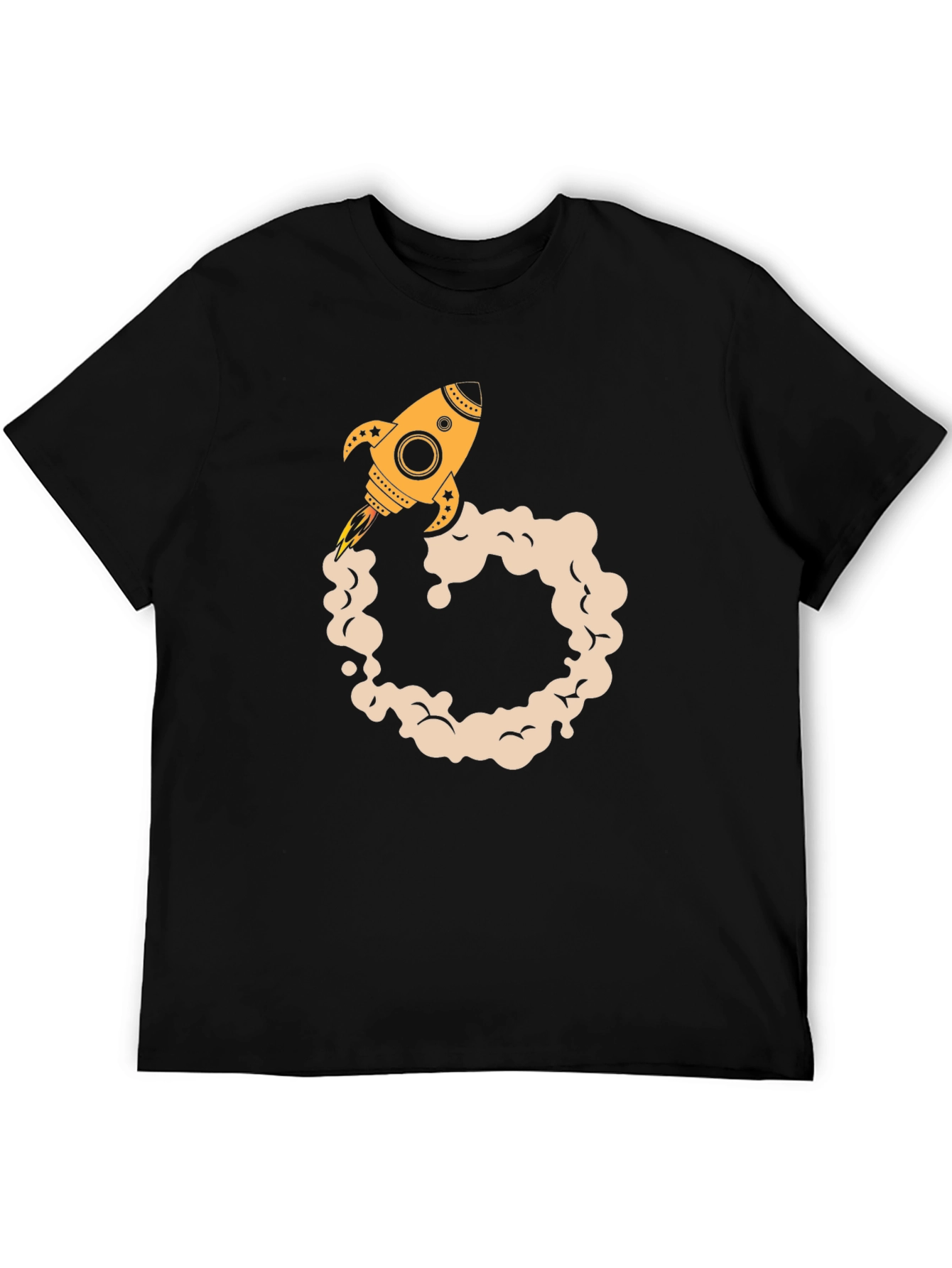 Rocket Launch Graphic Tee - Black Cotton Blend T-Shirt