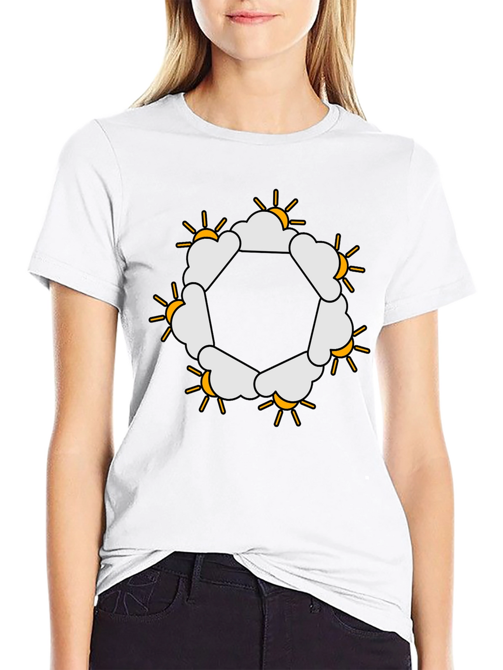 Sun & Clouds Hexagon Graphic Tee