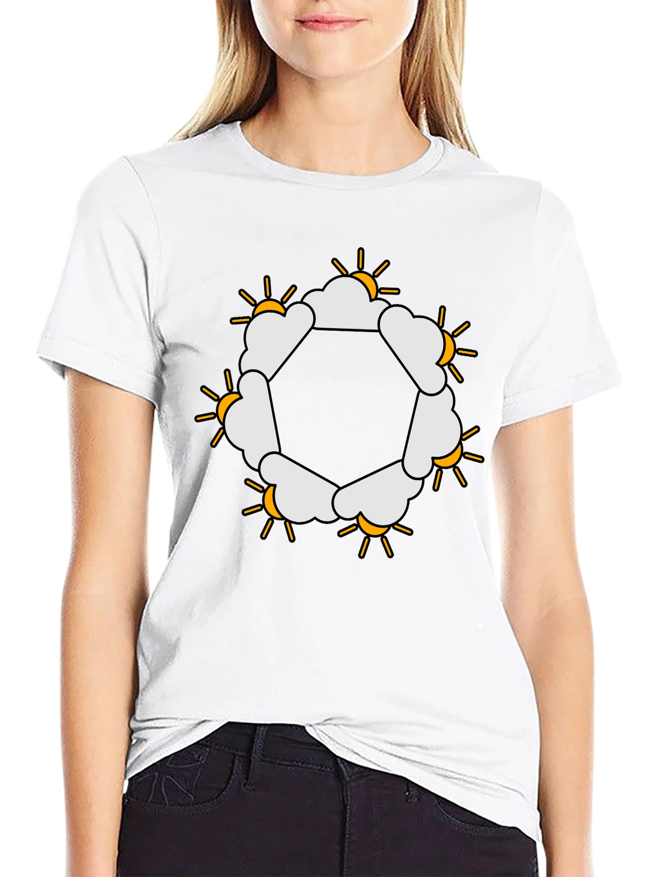 Sun & Clouds Hexagon Graphic Tee