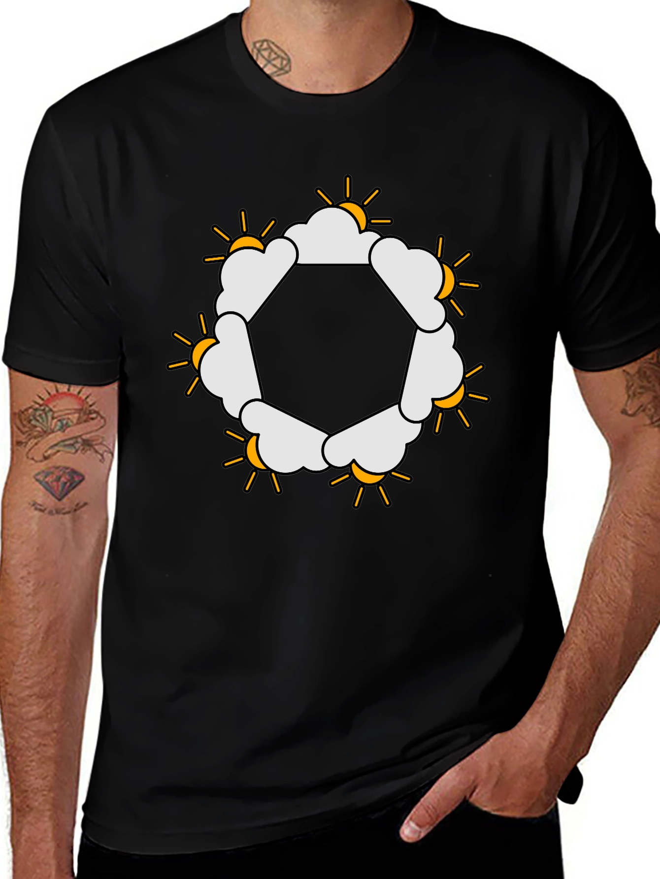 Sun & Clouds Hexagon Graphic Tee