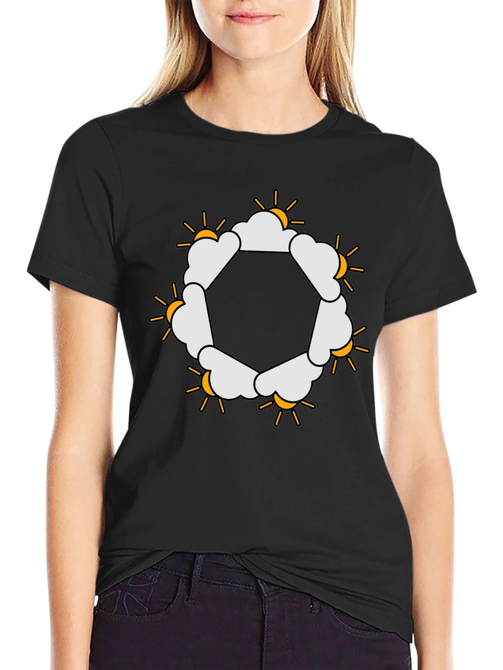 Sun & Clouds Hexagon Graphic Tee