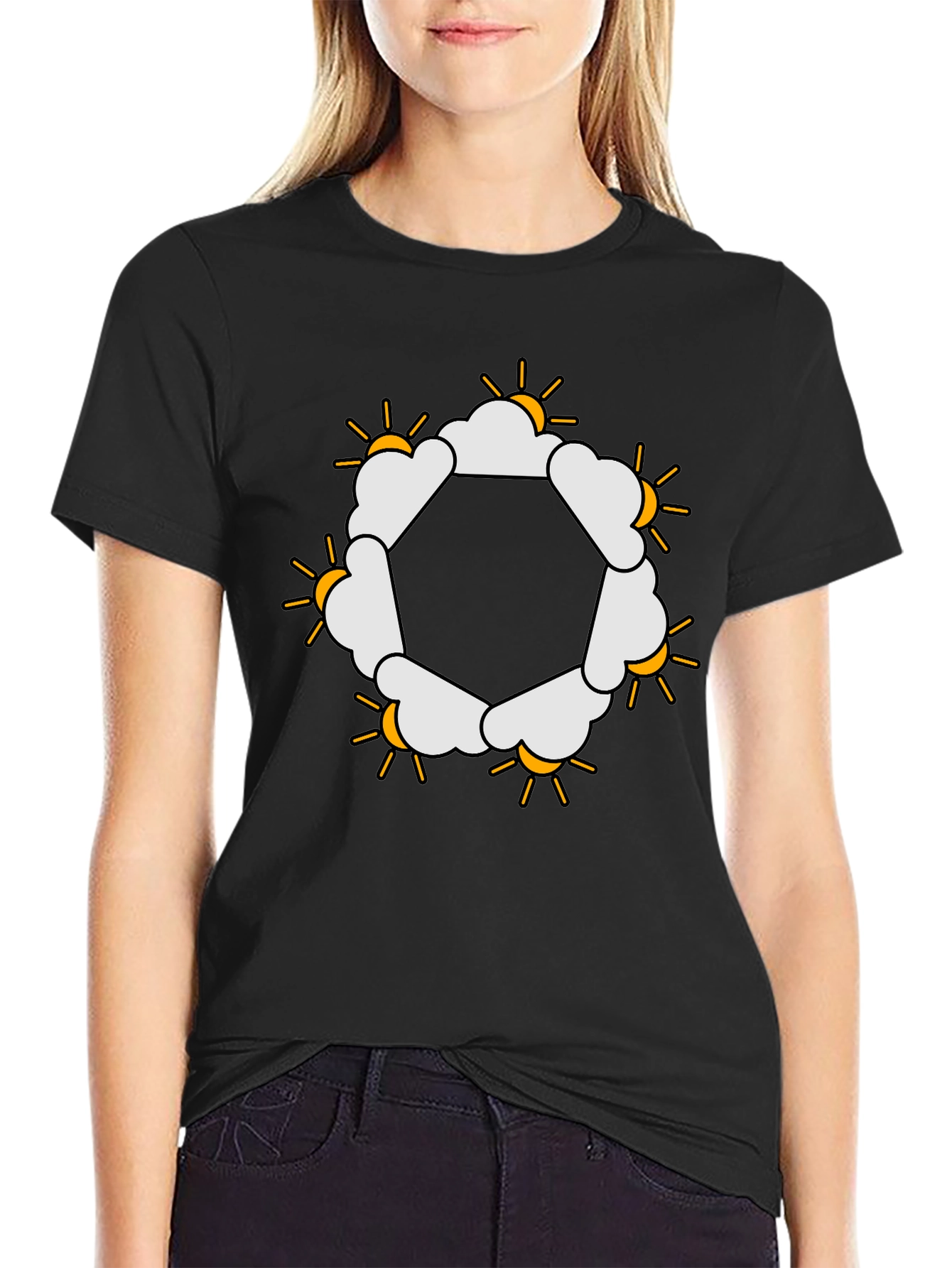 Sun & Clouds Hexagon Graphic Tee