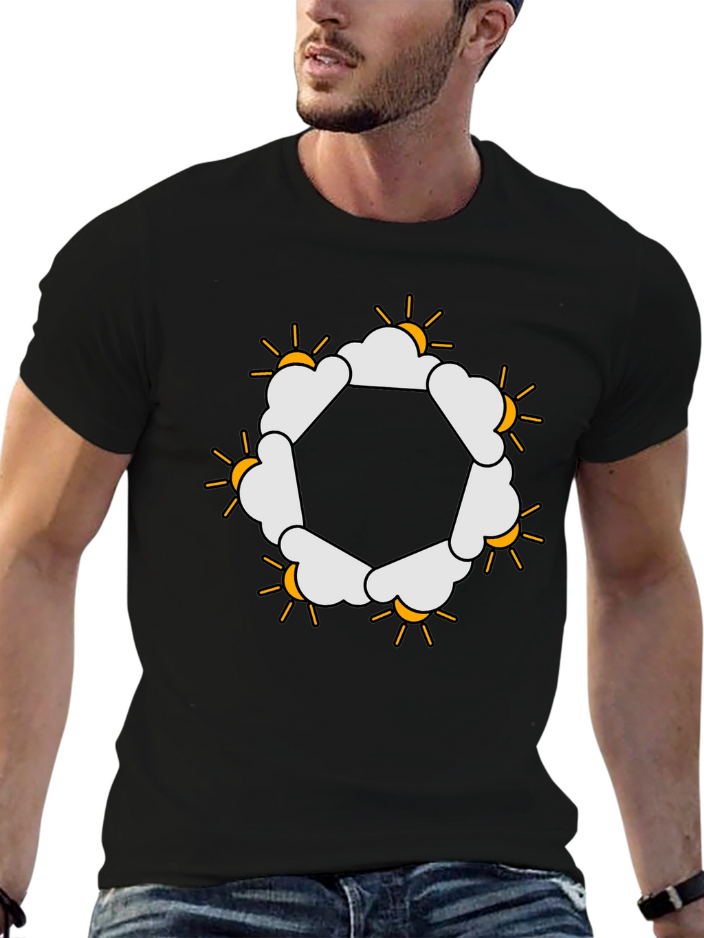 Sun & Clouds Hexagon Graphic Tee